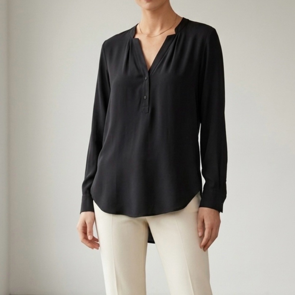 Hugo Boss Women’s Black Blouse Long Sleeve V-Neck Size 2